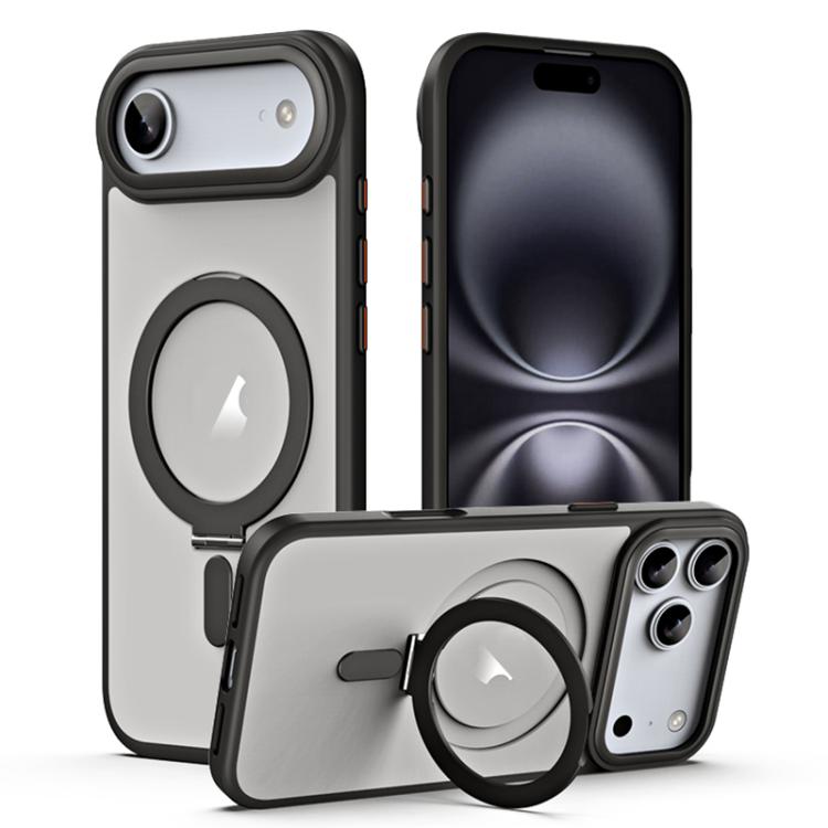 Airbag MagSafe Shockproof Frosted Phone Case with Fold Holder, For iPhone 16e / 17e, For iPhone 17 Pro Max, For iPhone 17 Pro, For iPhone 17, For iPhone Air