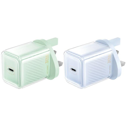 REMAX RP-U91 Jiltry Series 30W PD+QC Type-C GaN Multi-compatible Fast Charger, UK Plug