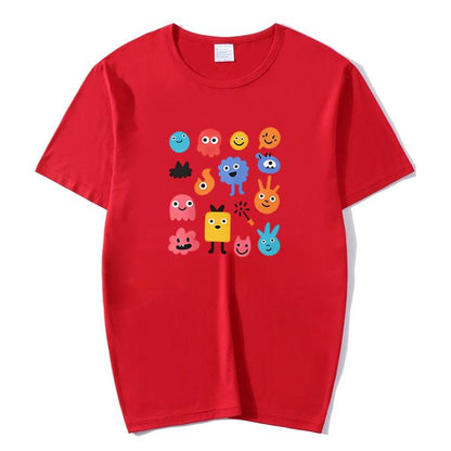 Cute Monsters Printed Round Neck Modal Short Sleeve T-shirt Print On Your Demand, S, M, L, XL, XXL, XXXL, XXXXL, XXXXXL