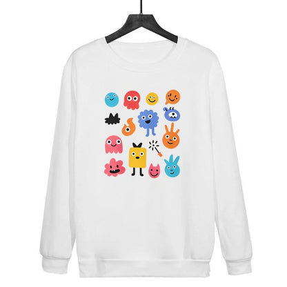 Cute Monsters Printed Casual Loose Round Neck Sweatshirt Print On Your Demand, XS, S, M, L, XL, XXL, XXXL
