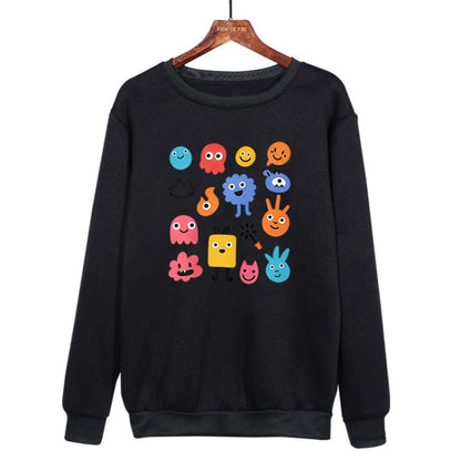 Cute Monsters Printed Casual Loose Round Neck Sweatshirt Print On Your Demand, XS, S, M, L, XL, XXL, XXXL