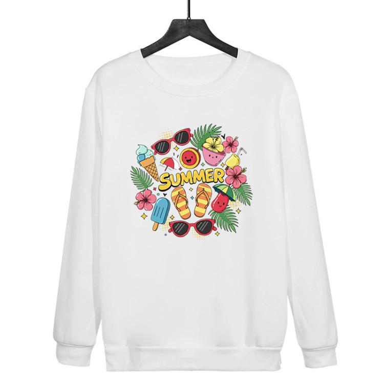 Summer Printed Casual Loose Round Neck Sweatshirt Print On Your Demand, XS, S, M, L, XL, XXL, XXXL