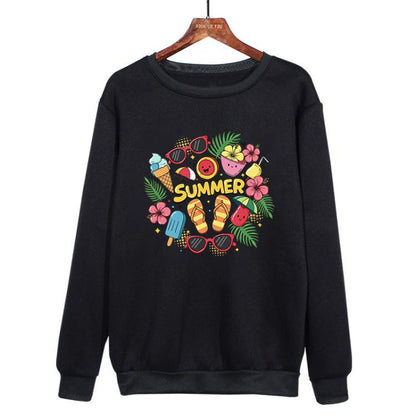 Summer Printed Casual Loose Round Neck Sweatshirt Print On Your Demand, XS, S, M, L, XL, XXL, XXXL