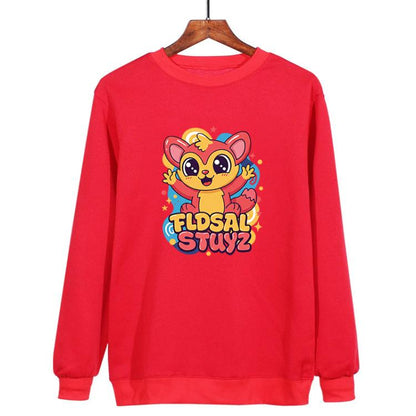 Red Elf Printed Casual Loose Round Neck Sweatshirt Print On Your Demand, XS, S, M, L, XL, XXL, XXXL