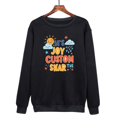 JOY CUSTOM Printed Casual Loose Round Neck Sweatshirt Print On Your Demand, XS, S, M, L, XL, XXL, XXXL