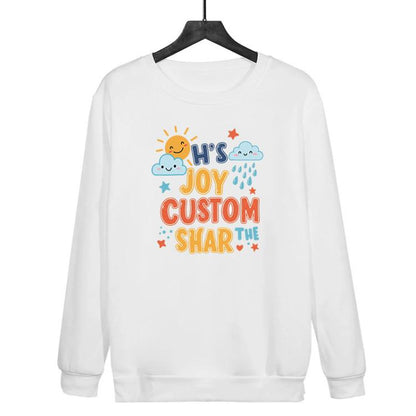 JOY CUSTOM Printed Casual Loose Round Neck Sweatshirt Print On Your Demand, XS, S, M, L, XL, XXL, XXXL