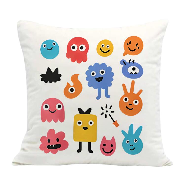 Cute Monsters Printed Sofa Pillow Case No Core Print On Your Demand, 35x35cm, 40x40cm, 45x45cm, 50x50cm, 60x60cm