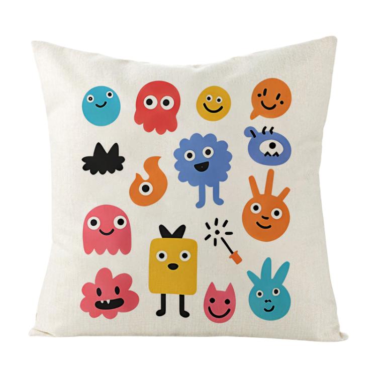 Cute Monsters Printed Sofa Pillow Case No Core Print On Your Demand, 35x35cm, 40x40cm, 45x45cm, 50x50cm, 60x60cm