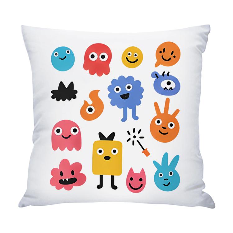 Cute Monsters Printed Sofa Pillow Case No Core Print On Your Demand, 35x35cm, 40x40cm, 45x45cm, 50x50cm, 60x60cm