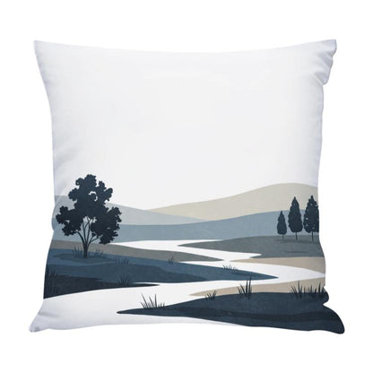 Quiet River Printed Sofa Pillow Case No Core Print On Your Demand, 35x35cm, 40x40cm, 45x45cm, 50x50cm, 60x60cm