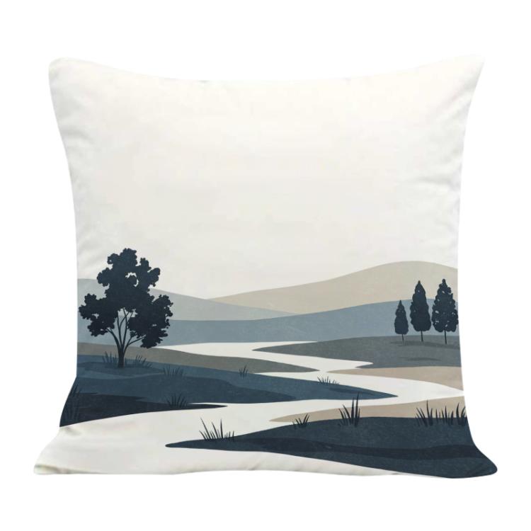 Quiet River Printed Sofa Pillow Case No Core Print On Your Demand, 35x35cm, 40x40cm, 45x45cm, 50x50cm, 60x60cm