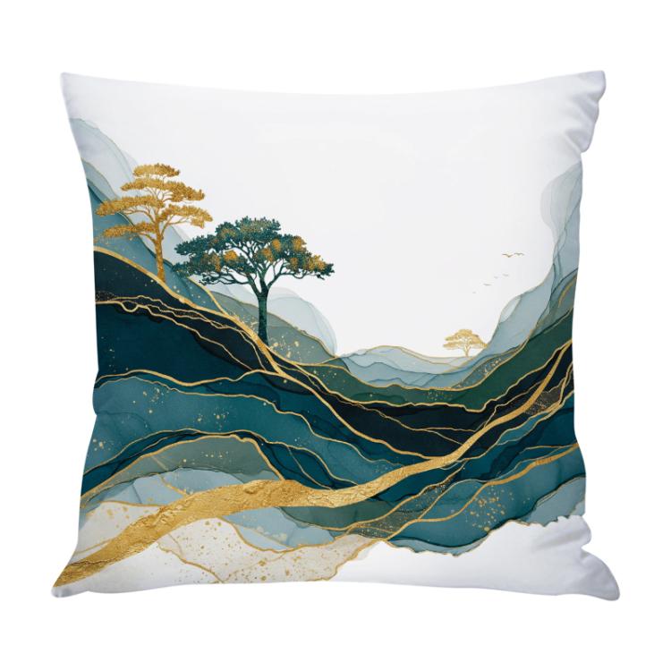 Golden Mountains Printed Sofa Pillow With Core Print On Your Demand, 35x35cm, 40x40cm, 45x45cm, 50x50cm, 60x60cm