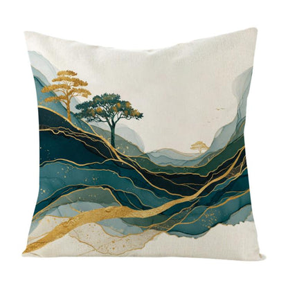 Golden Mountains Printed Sofa Pillow With Core Print On Your Demand, 35x35cm, 40x40cm, 45x45cm, 50x50cm, 60x60cm
