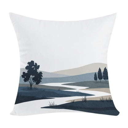 Quiet River Printed Sofa Pillow With Core Print On Your Demand, 35x35cm, 40x40cm, 45x45cm, 50x50cm, 60x60cm