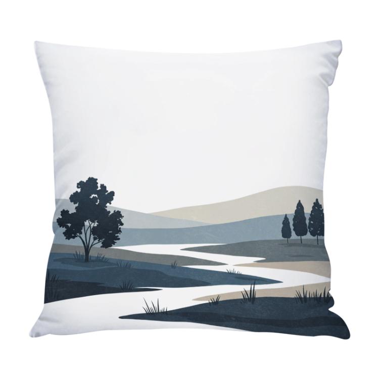 Quiet River Printed Sofa Pillow With Core Print On Your Demand, 35x35cm, 40x40cm, 45x45cm, 50x50cm, 60x60cm