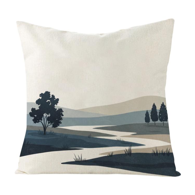 Quiet River Printed Sofa Pillow With Core Print On Your Demand, 35x35cm, 40x40cm, 45x45cm, 50x50cm, 60x60cm