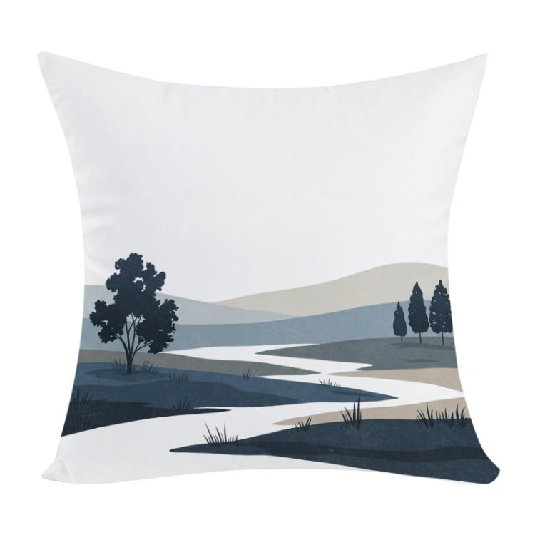 Quiet River Printed Sofa Pillow With Core Print On Your Demand, 35x35cm, 40x40cm, 45x45cm, 50x50cm, 60x60cm