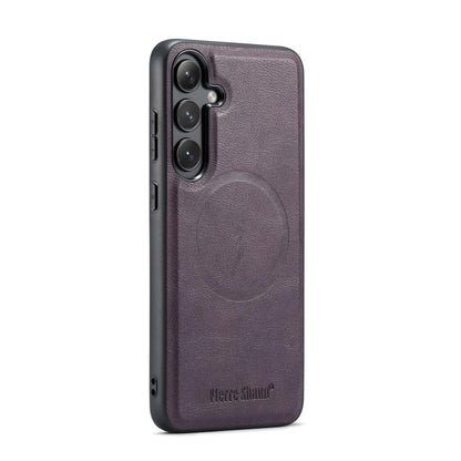 Fierre Shann FS-027 Cowhide Texture MagSafe Magnetic Phone Case, For Samsung Galaxy S26+ 5G, For Samsung Galaxy S26 Ultra 5G, For Samsung Galaxy S26 5G, For Samsung Galaxy S25 5G, For Samsung Galaxy S25+ 5G, For Samsung Galaxy S25 Ultra 5G             ...
