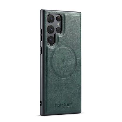 Fierre Shann FS-027 Cowhide Texture MagSafe Magnetic Phone Case, For Samsung Galaxy S26+ 5G, For Samsung Galaxy S26 Ultra 5G, For Samsung Galaxy S26 5G, For Samsung Galaxy S25 5G, For Samsung Galaxy S25+ 5G, For Samsung Galaxy S25 Ultra 5G             ...