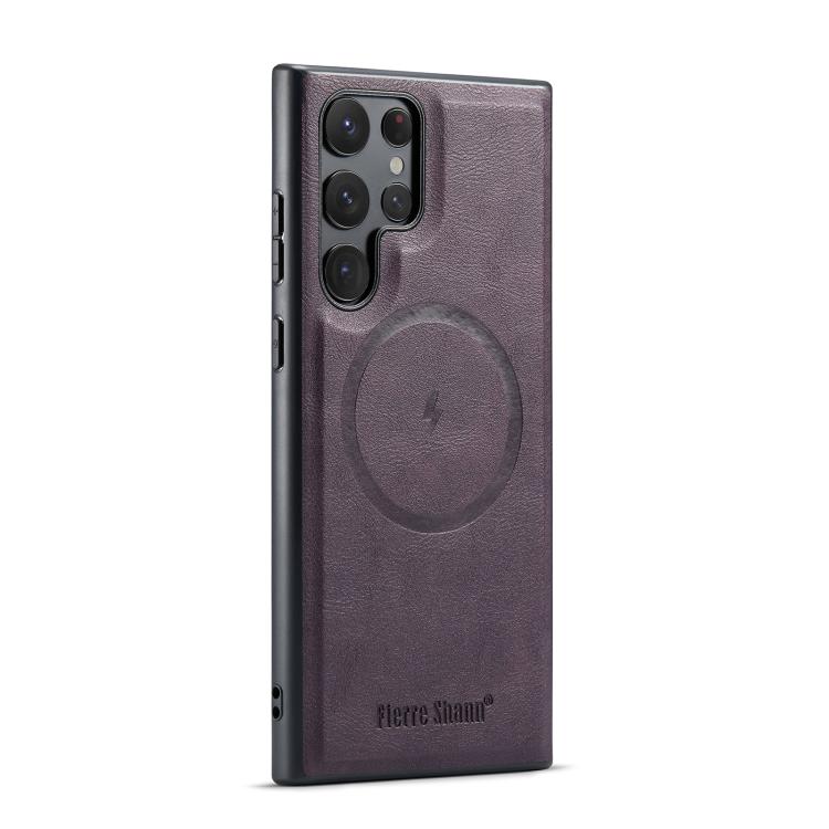 Fierre Shann FS-027 Cowhide Texture MagSafe Magnetic Phone Case, For Samsung Galaxy S26+ 5G, For Samsung Galaxy S26 Ultra 5G, For Samsung Galaxy S26 5G, For Samsung Galaxy S25 5G, For Samsung Galaxy S25+ 5G, For Samsung Galaxy S25 Ultra 5G             ...