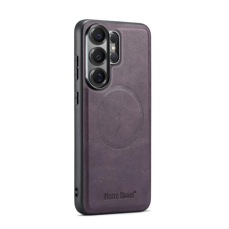 Fierre Shann FS-027 Cowhide Texture MagSafe Magnetic Phone Case, For Samsung Galaxy S26+ 5G, For Samsung Galaxy S26 Ultra 5G, For Samsung Galaxy S26 5G, For Samsung Galaxy S25 5G, For Samsung Galaxy S25+ 5G, For Samsung Galaxy S25 Ultra 5G             ...