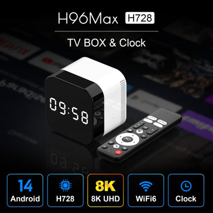 H96Max 8K UHD Android 14 Smart TV Box with Remote Control, Allwinner H728 Octa-Core, 2GB+16GB, 4GB+32GB
