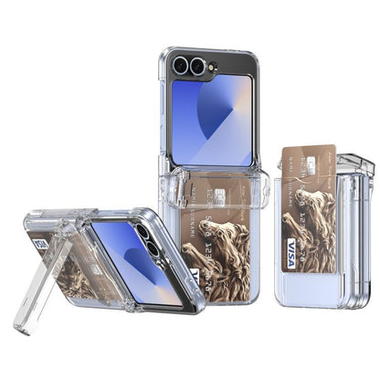 Spring Rubber Chain Card Slot PC Folding Phone Case with Stand, For Galaxy Z Flip8 5G, For Samsung Galaxy Z Flip7 5G, For Samsung Galaxy Z Flip6 5G, For Samsung Galaxy Z Flip5 5G