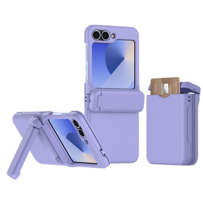 Spring Rubber Chain Card Slot PC Folding Phone Case with Stand, For Galaxy Z Flip8 5G, For Samsung Galaxy Z Flip7 5G, For Samsung Galaxy Z Flip6 5G, For Samsung Galaxy Z Flip5 5G