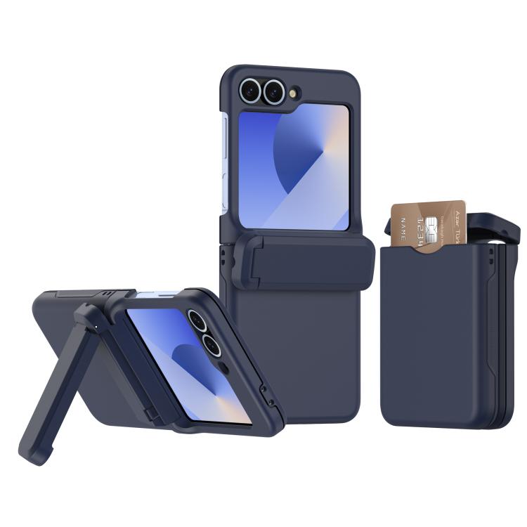 Spring Rubber Chain Card Slot PC Folding Phone Case with Stand, For Galaxy Z Flip8 5G, For Samsung Galaxy Z Flip7 5G, For Samsung Galaxy Z Flip6 5G, For Samsung Galaxy Z Flip5 5G
