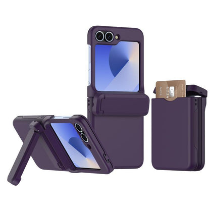 Spring Rubber Chain Card Slot PC Folding Phone Case with Stand, For Galaxy Z Flip8 5G, For Samsung Galaxy Z Flip7 5G, For Samsung Galaxy Z Flip6 5G, For Samsung Galaxy Z Flip5 5G