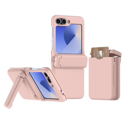 Spring Rubber Chain Card Slot PC Folding Phone Case with Stand, For Galaxy Z Flip8 5G, For Samsung Galaxy Z Flip7 5G, For Samsung Galaxy Z Flip6 5G, For Samsung Galaxy Z Flip5 5G