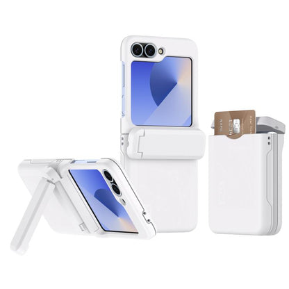 Spring Rubber Chain Card Slot PC Folding Phone Case with Stand, For Galaxy Z Flip8 5G, For Samsung Galaxy Z Flip7 5G, For Samsung Galaxy Z Flip6 5G, For Samsung Galaxy Z Flip5 5G