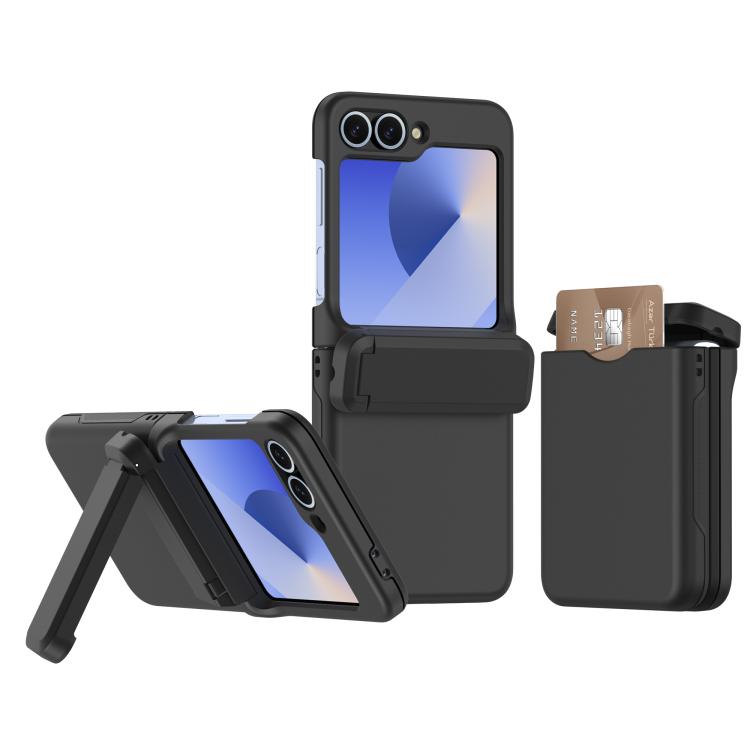 Spring Rubber Chain Card Slot PC Folding Phone Case with Stand, For Galaxy Z Flip8 5G, For Samsung Galaxy Z Flip7 5G, For Samsung Galaxy Z Flip6 5G, For Samsung Galaxy Z Flip5 5G