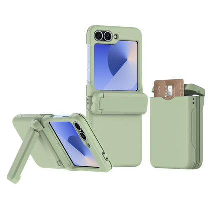Spring Rubber Chain Card Slot PC Folding Phone Case with Stand, For Galaxy Z Flip8 5G, For Samsung Galaxy Z Flip7 5G, For Samsung Galaxy Z Flip6 5G, For Samsung Galaxy Z Flip5 5G