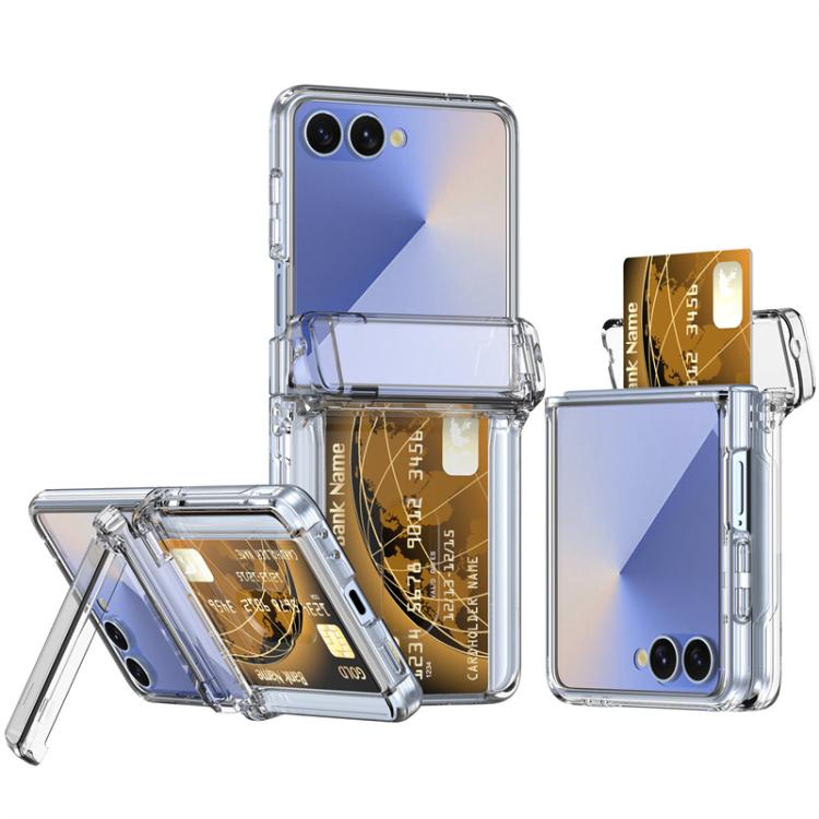 Spring Rubber Chain Card Slot PC Folding Phone Case with Stand, For Galaxy Z Flip8 5G, For Samsung Galaxy Z Flip7 5G, For Samsung Galaxy Z Flip6 5G, For Samsung Galaxy Z Flip5 5G