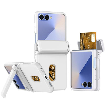 Spring Rubber Chain Card Slot PC Folding Phone Case with Stand, For Galaxy Z Flip8 5G, For Samsung Galaxy Z Flip7 5G, For Samsung Galaxy Z Flip6 5G, For Samsung Galaxy Z Flip5 5G