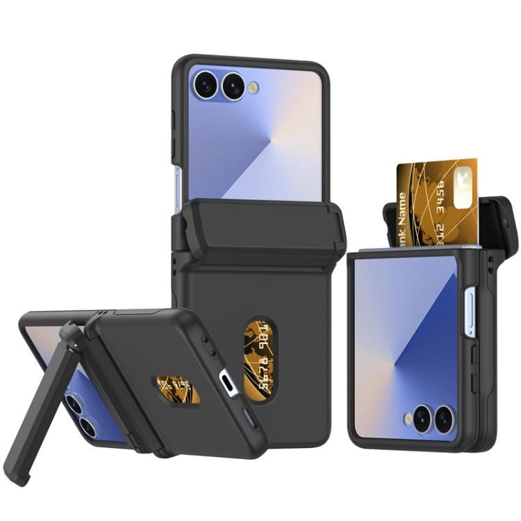 Spring Rubber Chain Card Slot PC Folding Phone Case with Stand, For Galaxy Z Flip8 5G, For Samsung Galaxy Z Flip7 5G, For Samsung Galaxy Z Flip6 5G, For Samsung Galaxy Z Flip5 5G