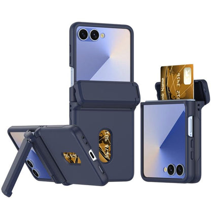 Spring Rubber Chain Card Slot PC Folding Phone Case with Stand, For Galaxy Z Flip8 5G, For Samsung Galaxy Z Flip7 5G, For Samsung Galaxy Z Flip6 5G, For Samsung Galaxy Z Flip5 5G