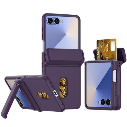 Spring Rubber Chain Card Slot PC Folding Phone Case with Stand, For Galaxy Z Flip8 5G, For Samsung Galaxy Z Flip7 5G, For Samsung Galaxy Z Flip6 5G, For Samsung Galaxy Z Flip5 5G