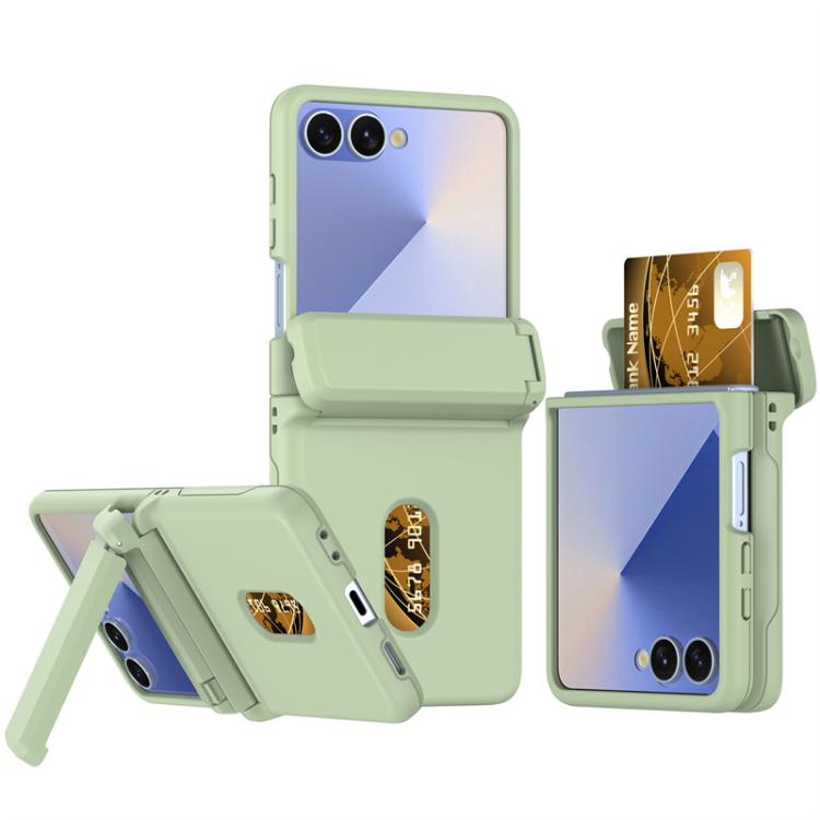Spring Rubber Chain Card Slot PC Folding Phone Case with Stand, For Galaxy Z Flip8 5G, For Samsung Galaxy Z Flip7 5G, For Samsung Galaxy Z Flip6 5G, For Samsung Galaxy Z Flip5 5G