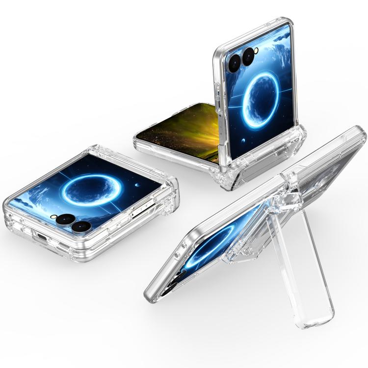 Spring Rubber Chain Card Slot PC Folding Phone Case with Stand, For Galaxy Z Flip8 5G, For Samsung Galaxy Z Flip7 5G, For Samsung Galaxy Z Flip6 5G, For Samsung Galaxy Z Flip5 5G