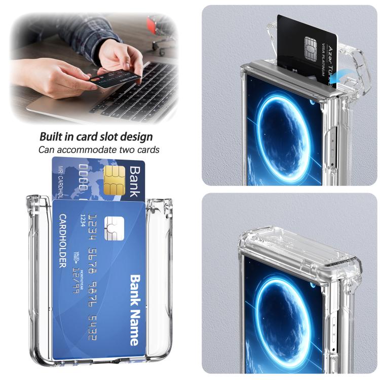 Spring Rubber Chain Card Slot PC Folding Phone Case with Stand, For Galaxy Z Flip8 5G, For Samsung Galaxy Z Flip7 5G, For Samsung Galaxy Z Flip6 5G, For Samsung Galaxy Z Flip5 5G