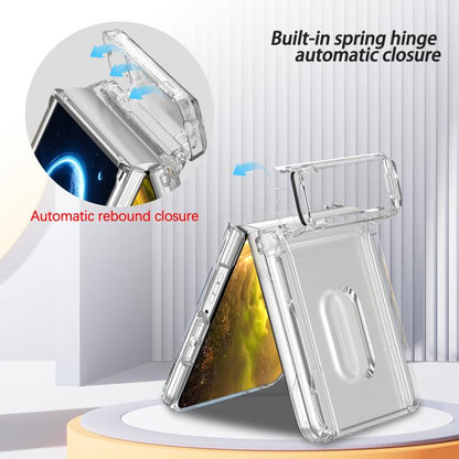 Spring Rubber Chain Card Slot PC Folding Phone Case with Stand, For Galaxy Z Flip8 5G, For Samsung Galaxy Z Flip7 5G, For Samsung Galaxy Z Flip6 5G, For Samsung Galaxy Z Flip5 5G