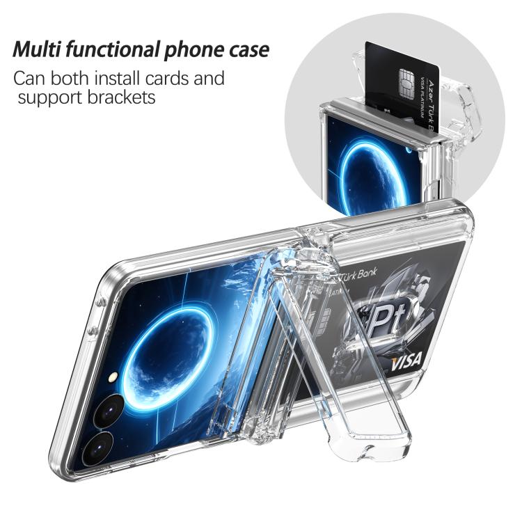 Spring Rubber Chain Card Slot PC Folding Phone Case with Stand, For Galaxy Z Flip8 5G, For Samsung Galaxy Z Flip7 5G, For Samsung Galaxy Z Flip6 5G, For Samsung Galaxy Z Flip5 5G