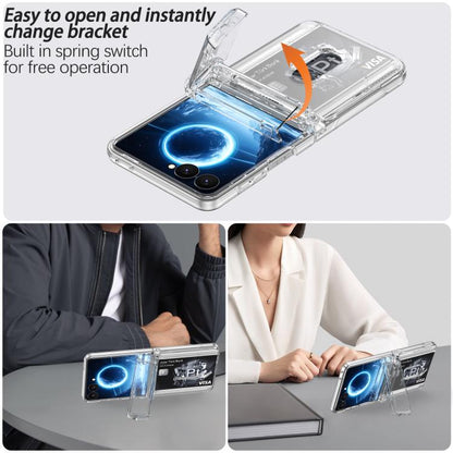 Spring Rubber Chain Card Slot PC Folding Phone Case with Stand, For Galaxy Z Flip8 5G, For Samsung Galaxy Z Flip7 5G, For Samsung Galaxy Z Flip6 5G, For Samsung Galaxy Z Flip5 5G