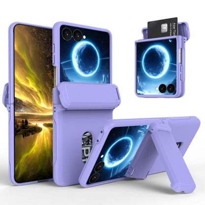 Spring Rubber Chain Card Slot PC Folding Phone Case with Stand, For Galaxy Z Flip8 5G, For Samsung Galaxy Z Flip7 5G, For Samsung Galaxy Z Flip6 5G, For Samsung Galaxy Z Flip5 5G