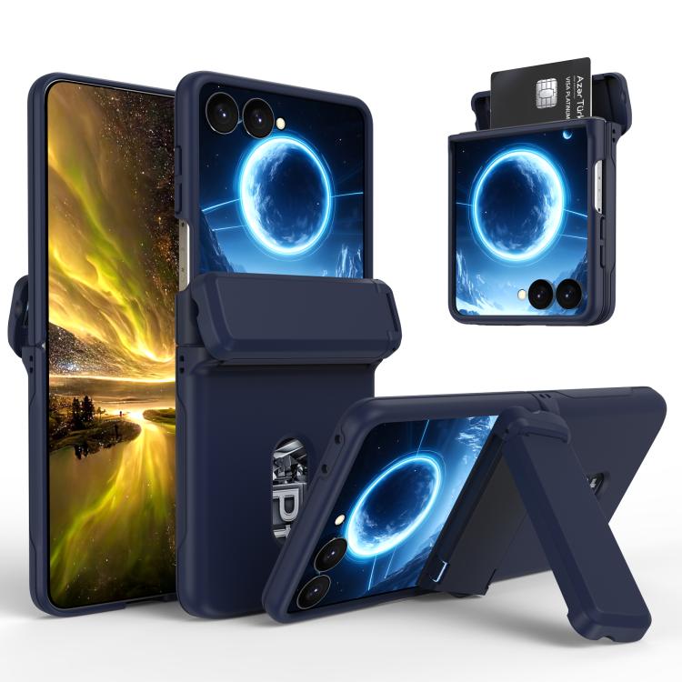 Spring Rubber Chain Card Slot PC Folding Phone Case with Stand, For Galaxy Z Flip8 5G, For Samsung Galaxy Z Flip7 5G, For Samsung Galaxy Z Flip6 5G, For Samsung Galaxy Z Flip5 5G