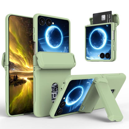 Spring Rubber Chain Card Slot PC Folding Phone Case with Stand, For Galaxy Z Flip8 5G, For Samsung Galaxy Z Flip7 5G, For Samsung Galaxy Z Flip6 5G, For Samsung Galaxy Z Flip5 5G