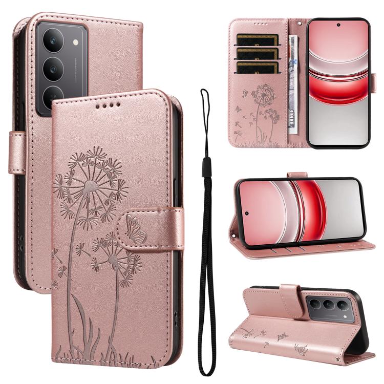 Dandelion Embossed Pattern Flip Leather Phone Case, For Realme 16 Pro+ 5G Global, For Realme 16 Pro 5G Global, For Realme C85 5G / 15X 5G India, For Realme C85 Pro 4G, For Realme 15T 5G, For Realme C71 4G India, For Realme 15 5G, For Realme 14x 5G Global