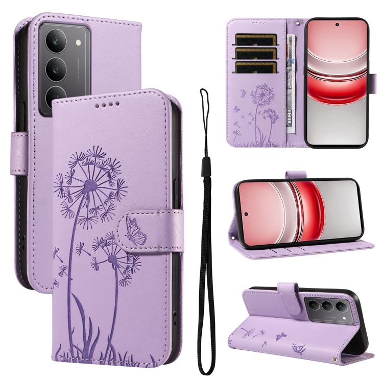 Dandelion Embossed Pattern Flip Leather Phone Case, For Realme 16 Pro+ 5G Global, For Realme 16 Pro 5G Global, For Realme C85 5G / 15X 5G India, For Realme C85 Pro 4G, For Realme 15T 5G, For Realme C71 4G India, For Realme 15 5G, For Realme 14x 5G Global